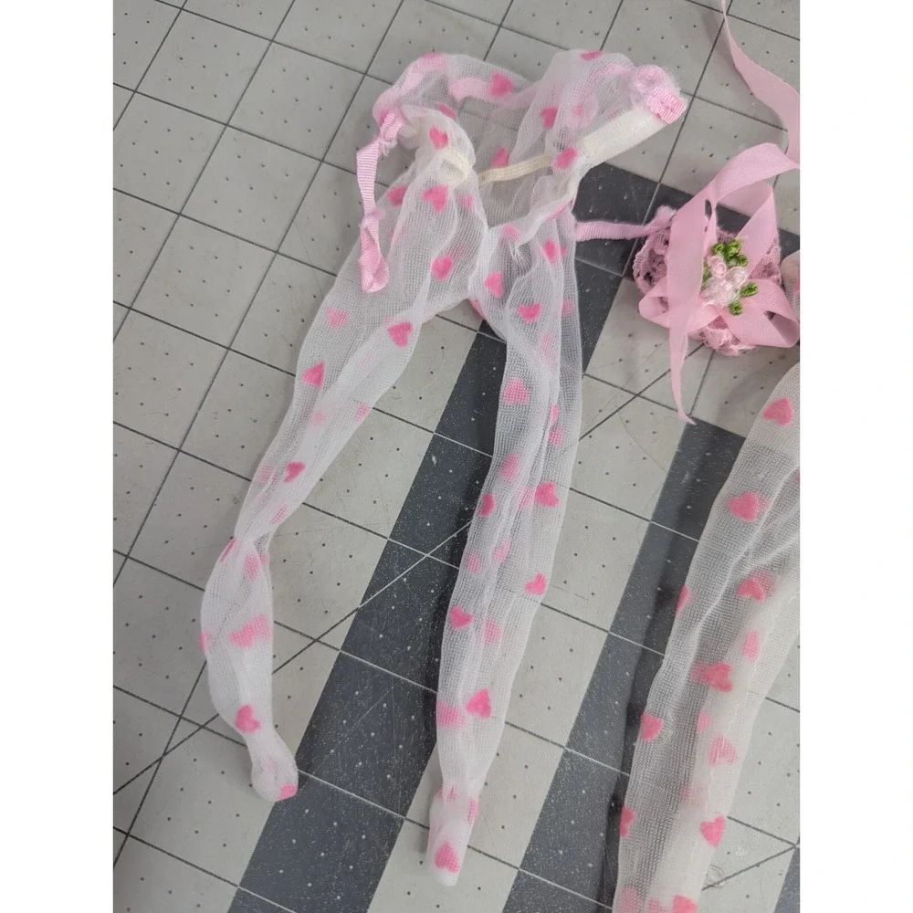 Fashion Doll Lingerie Pink Hearts‎ Lace Outfits Lot READ Damaged